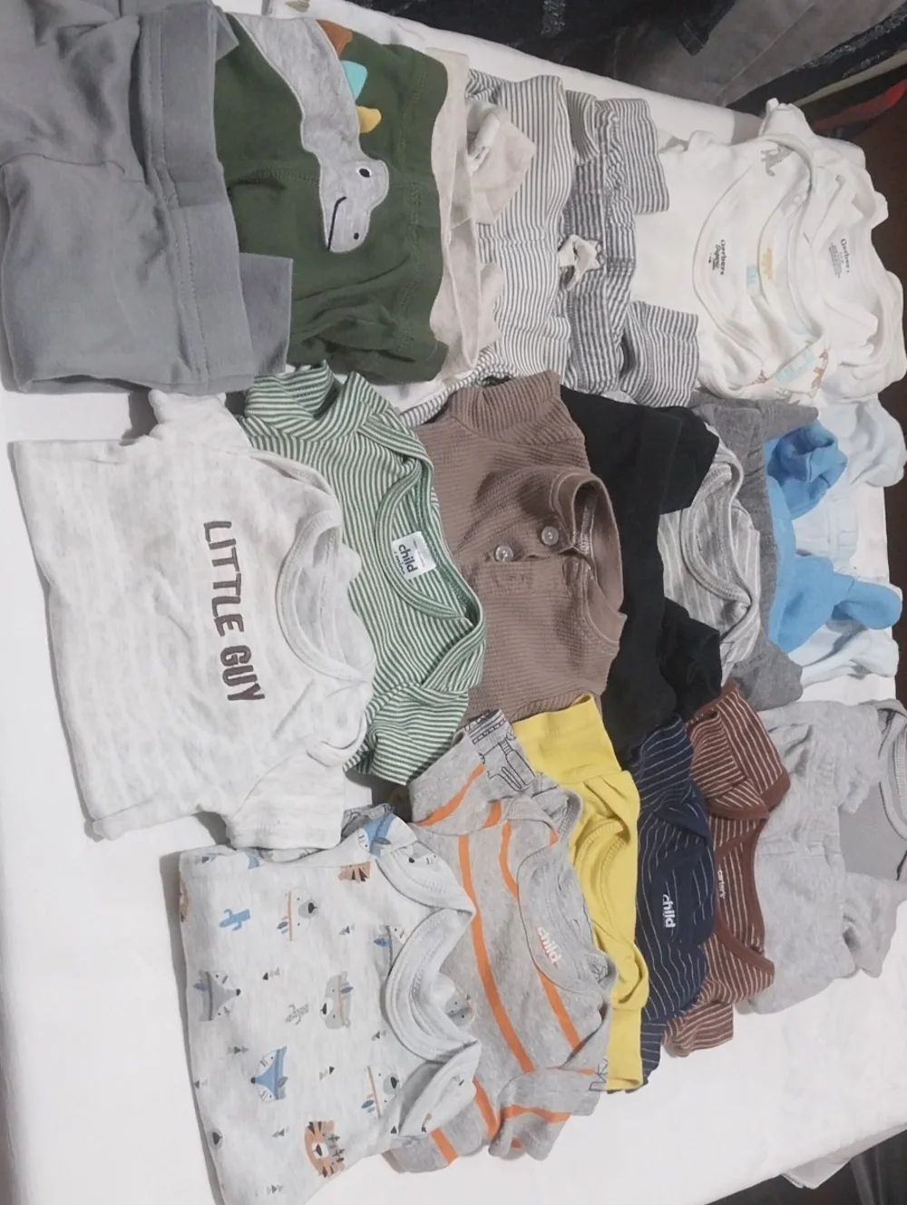 Carter's Mixed Short Sleeve Baby Tees in White, Gray, Green, Blue, Yellow